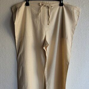 Venus Linen Blend Pants Lightweight Drawstring Buttercream Beige